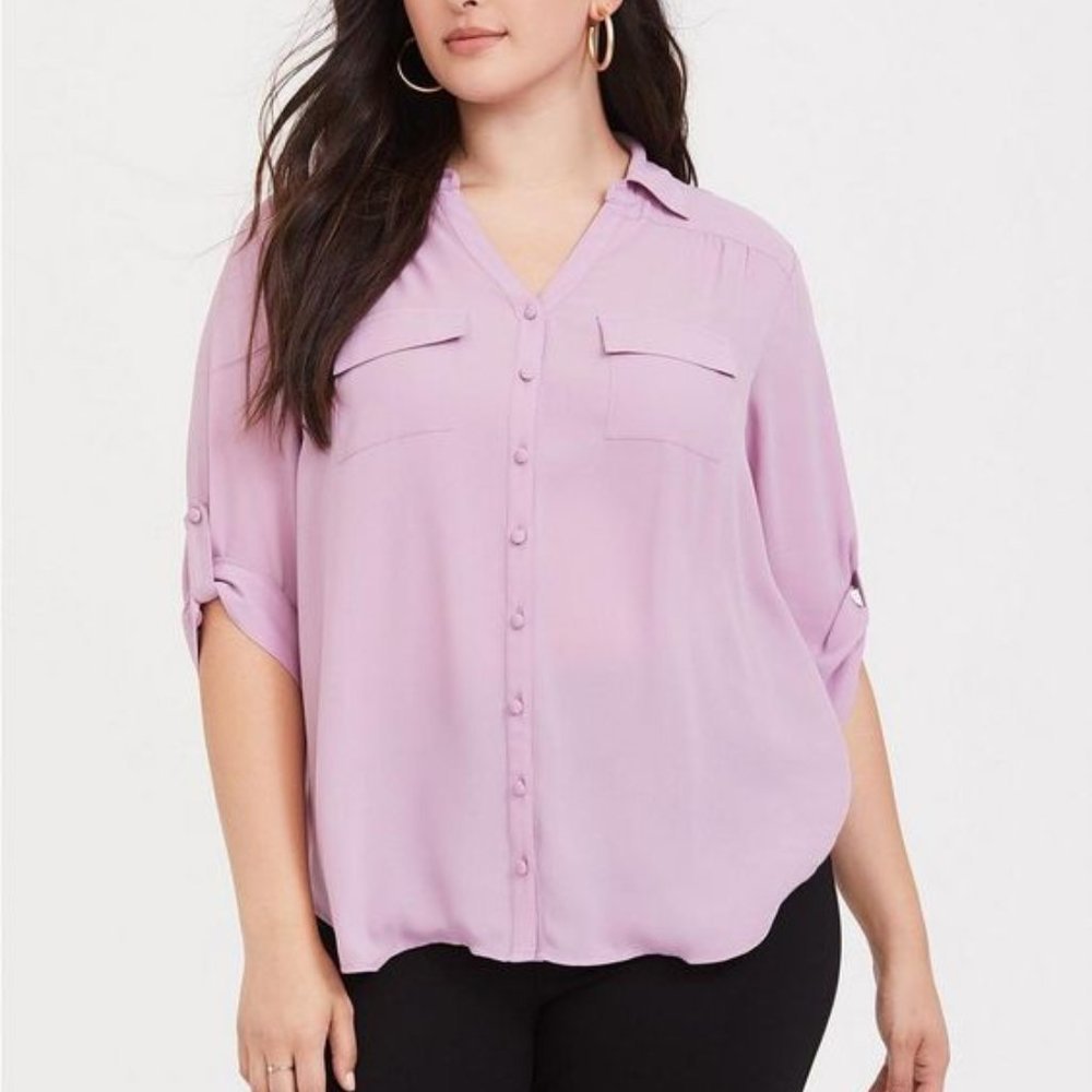 Torrid Georgette Button-Down Pullover Blouse Size… - image 1